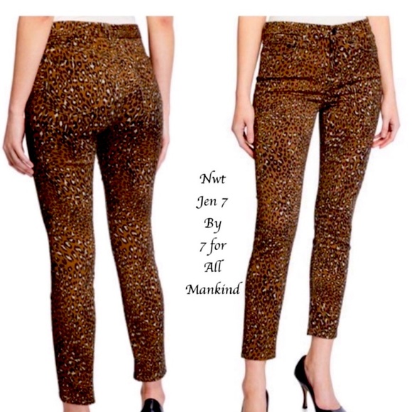 JEN 7 FOR ALL MANKIND SPECIAL DYED ANKLE SKINNY JEANS LUXE LEOPARD PRINT 8 /10 - Picture 2 of 16